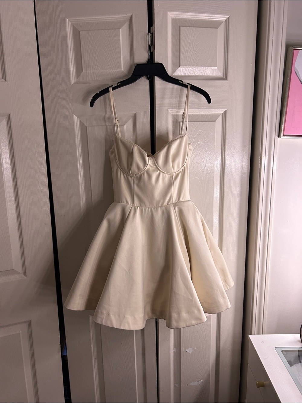House of CB Cream Mini Dress with Spaghetti Straps
